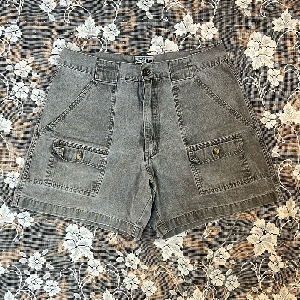 Vtg Pacific Crest Trail Wear Canvas Cargo Hiking Shorts Green